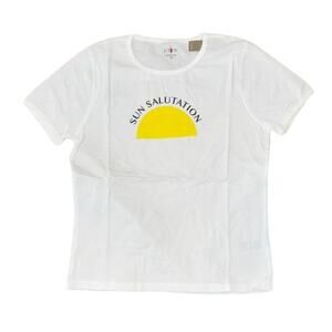 NWT J. Crew White W/Yellow "Sun Salutation" Graphic T-Shirt - SIZE MEDIUM